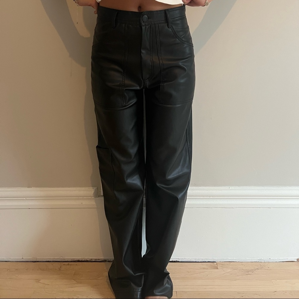 Zara Leather Cargo Trousers